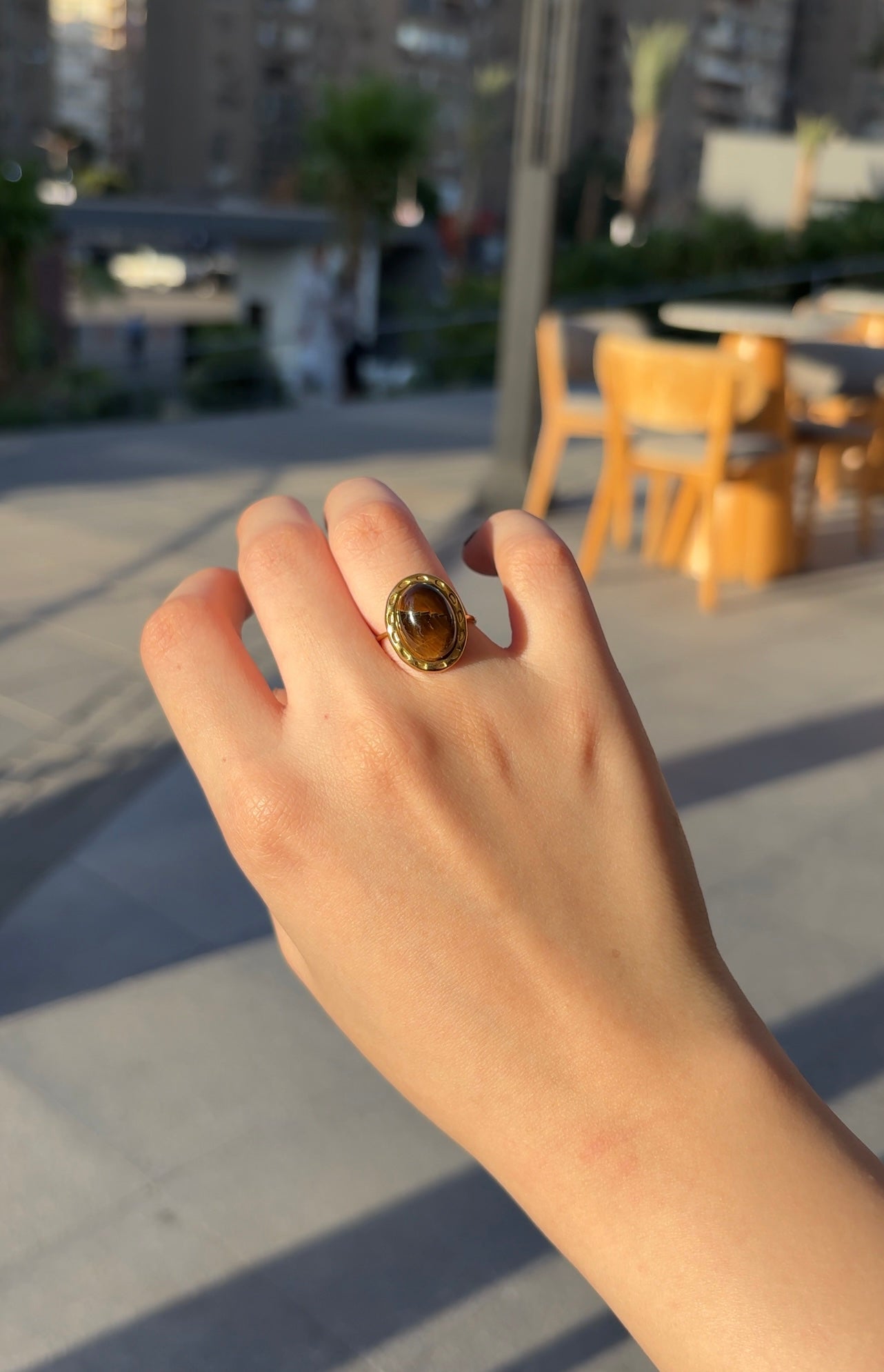 Tiger-eye stone ring