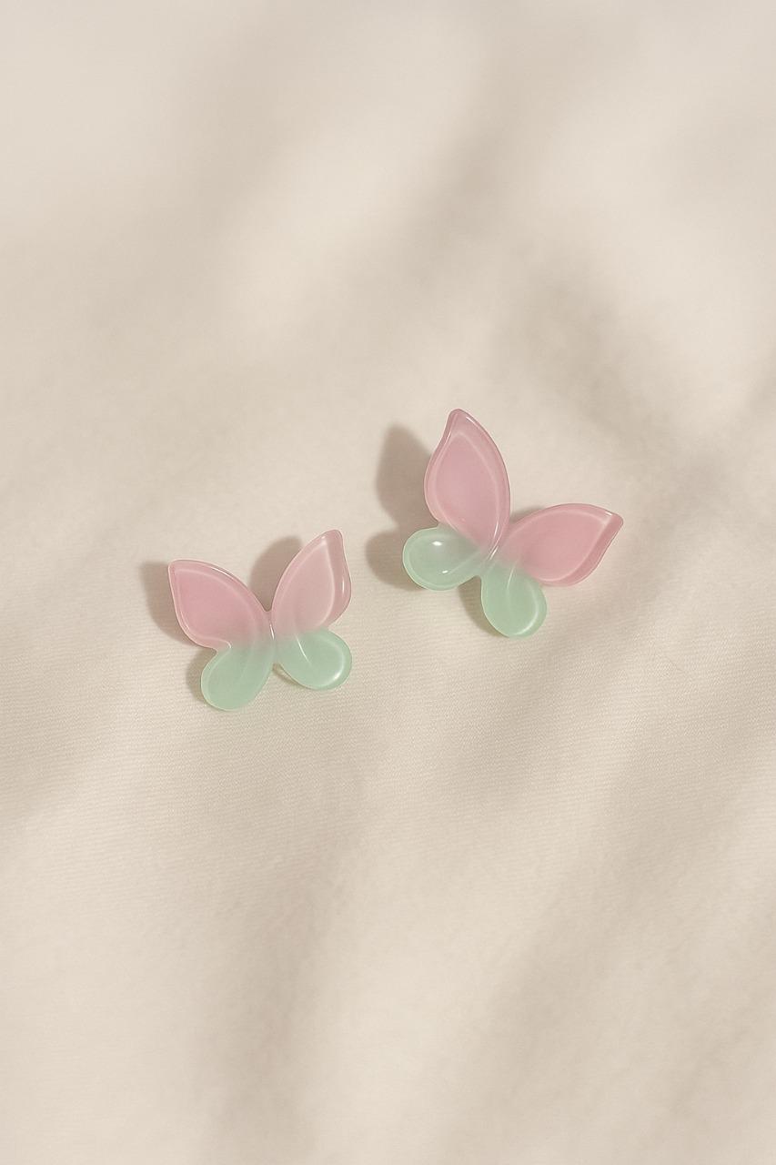 Mint Blossom Butterfly Earrings