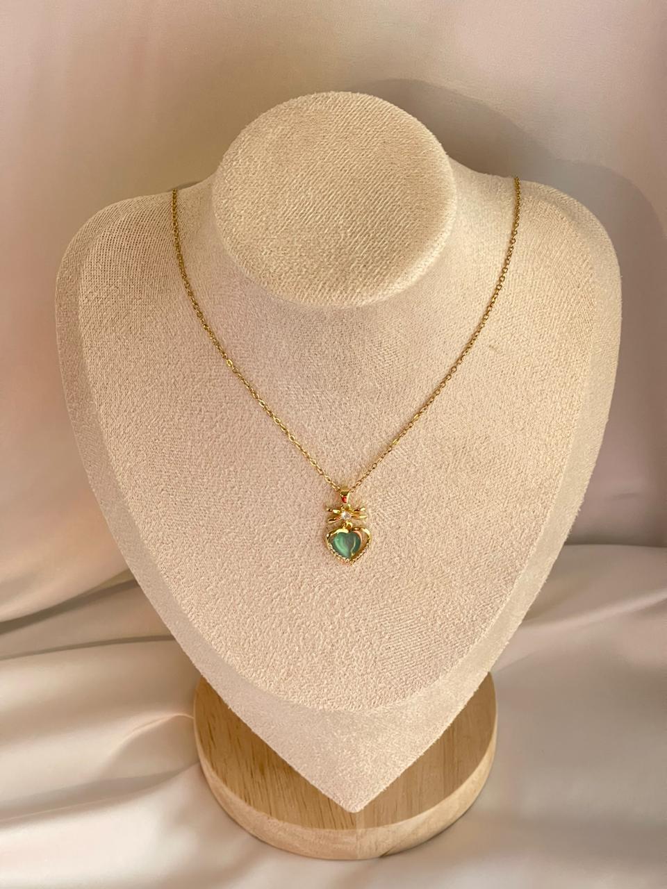 Bow Heart Necklace